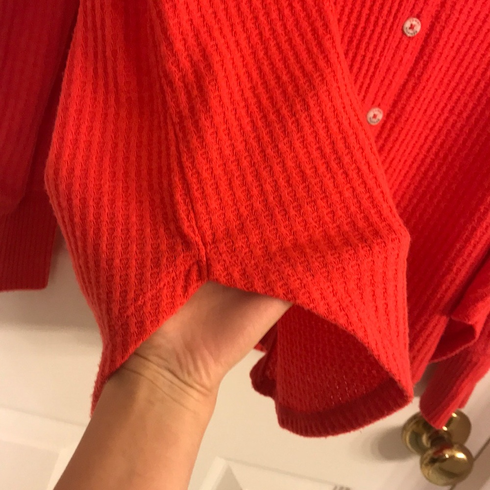 🟪Firm Price🟪 Tommy Hilfiger Tie-Hem V-Neck orange Top - Picture 11 of 17